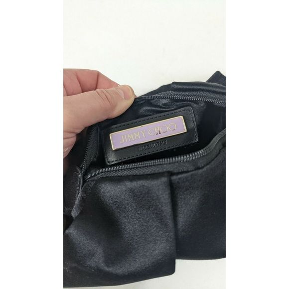 Jimmy Choo - Satin handle Bag Gold Hoop Black Formal Clutch - Picture 8 of 8